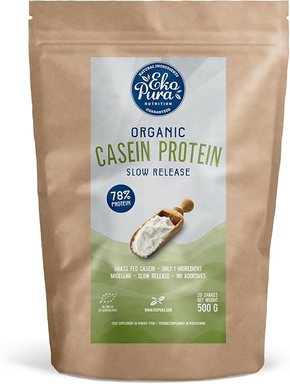 Organic Casein Protein - Natural - Certified Organic, from Grass Cows, No Additives - 500g