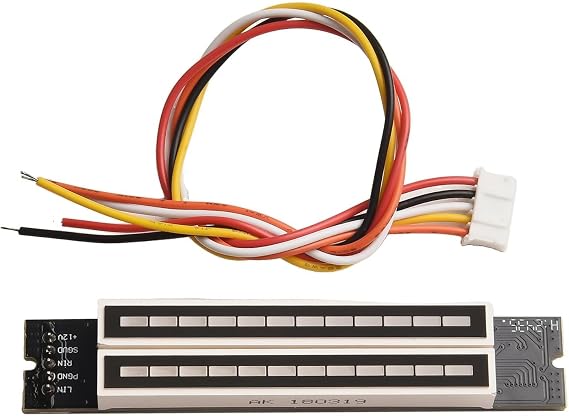 LED VU Meter with for SPECTRUM Display for Audio Levels in 12V/24V Applications, Offers Adjustable Lighting Effects and Signal Processing (A)