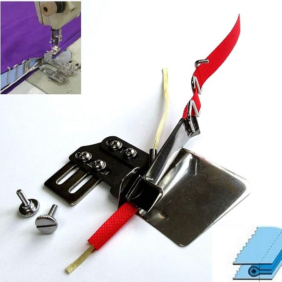 Industrial Sewing Machine Piping Cord Folder Binder for Juki Ddl-8500 8700 555++ (Tape - Finish Size :7/8"-7/16)