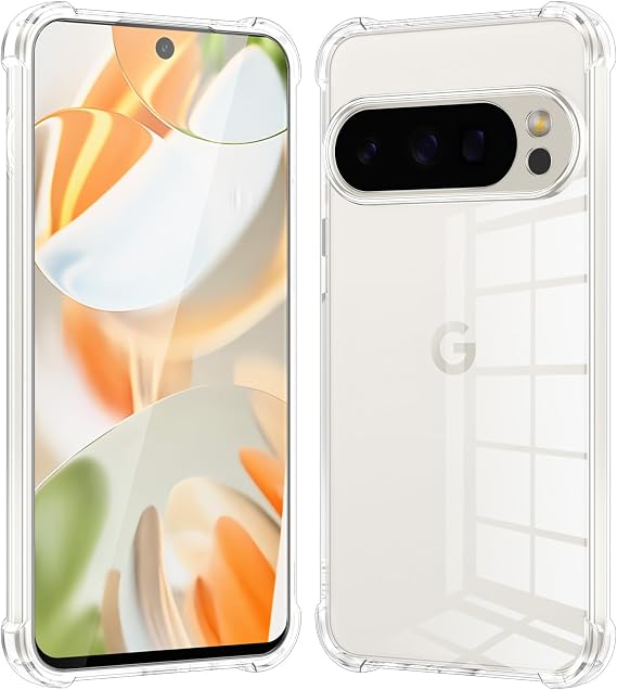Clear Case for Google Pixel 9 Pro 6.3-Inch, Airbag Corners Shockproof Bumper Protective Phone Cover Non-Yellowing, Anti-Scratch Transparent Case for Pixel 9 Pro 5G