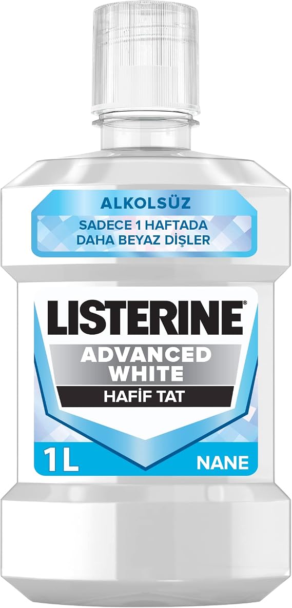 Listerine, Advanced White Ağız Bakım Ürünü, Zorlu Lekeleri Giderir, Hafif Tat, Sıfır Alkol, Name Aromalı, 1000ml