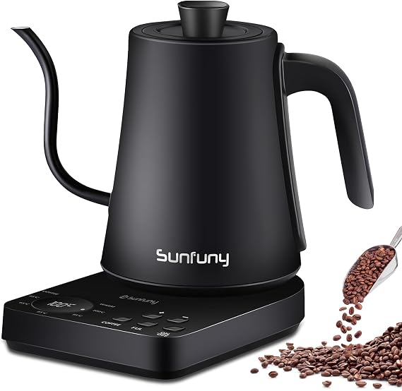 Electric Gooseneck Kettle with ±1℃ Temp Control, 1L Pour Over Coffee Kettle