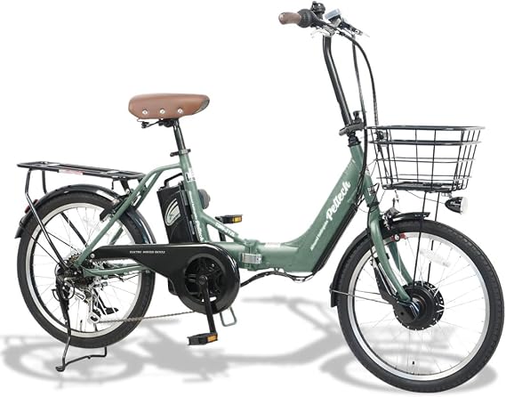 PELTECHペルテック Aluminum Folding Electric Assist Bicycle, 20-Inch, Shimano Exterior 6 Speeds, Japan Electric Motor, Folding Bicycle with Stand and Rear Carrier Included Simple Assembly Required TDN