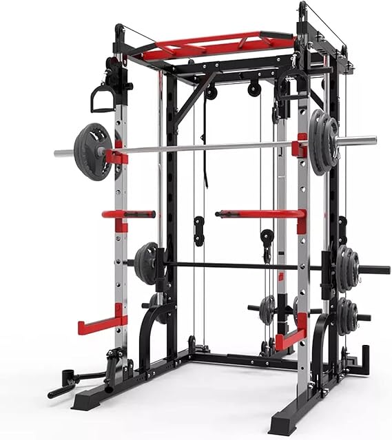 Smith Machine Cage System Home Gym Multifunction Rack, Total Body Workout Training System