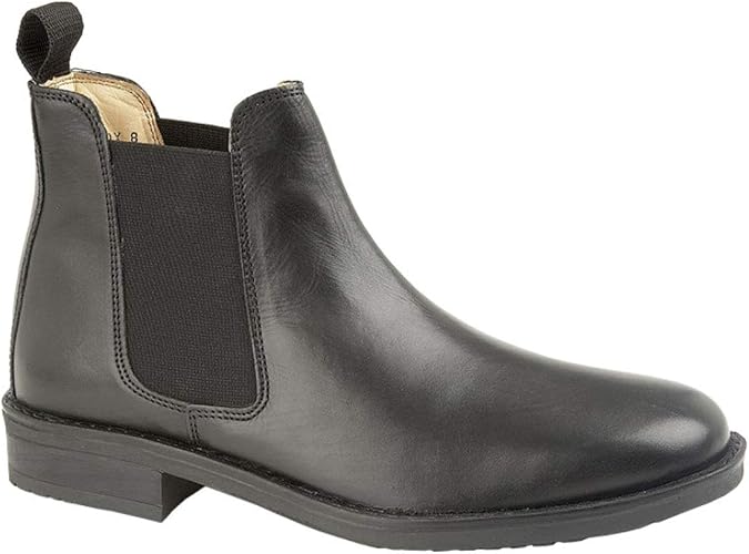 Roamers Mens Leather Chelsea Boots Cushioned Leather Lining (13 UK, Black)