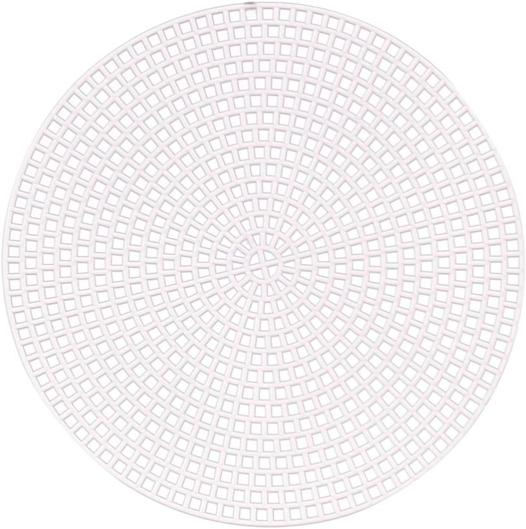 Vaessen Creative Plastic Canvas, Circle-Shaped, 7 Count, Flexible Mesh Sheets for Crafts, Embroidery and Cross Stitch, 10 Pieces, ø11cm or 4.3", Transparent