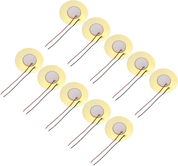 sourcing map 10Pcs Piezoelectric Discs 50mm Acoustic Pickup Transducer Microphones Trigger Buzzer Drum Guitar