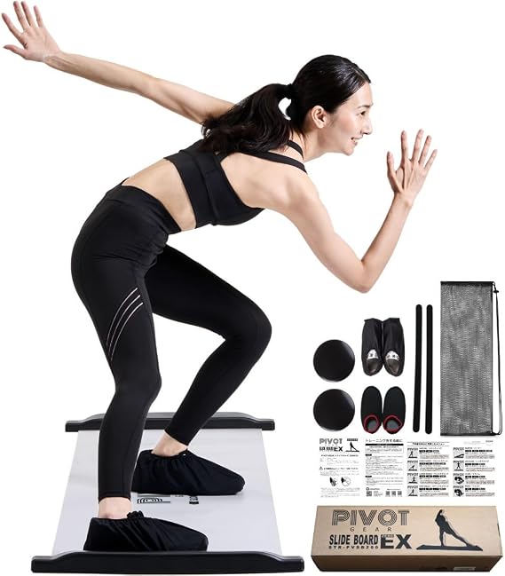 PIVOT-GEAR Slide Board Training High Grade Version ZEROEX Lower Body Training Equipment Sliding Board 180 White Transparent | Dramatically Improved Sliding Performance, Quiet Design, Slides Like Skating, Training, Fun Cardio Exercise Indoors