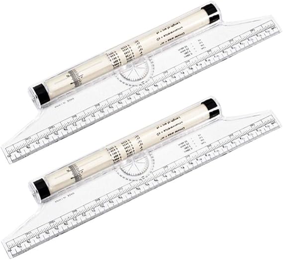 2 Pack 12 Inch Rolling Ruler Multipurpose Drawing Parallel Rolling Ruler Balancing Scale for Students, Artists, Architects, Engineers