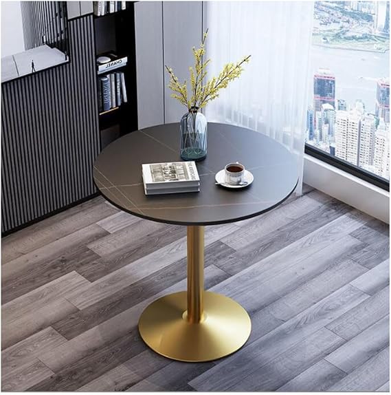 Marble Round Dining Table 80cm with Tulip Design Pedestal Base Ideal for Home Office Living Room Kitchen Elegant and Functional Furniture for Leisure and Dining Color: B