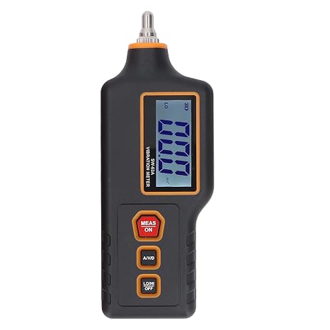 Walfront Digital Vibration Meter, ABS, Accurate Readings with Long Probe, Measures Acceleration, Velocity, Displacement for Equipment Monitoring