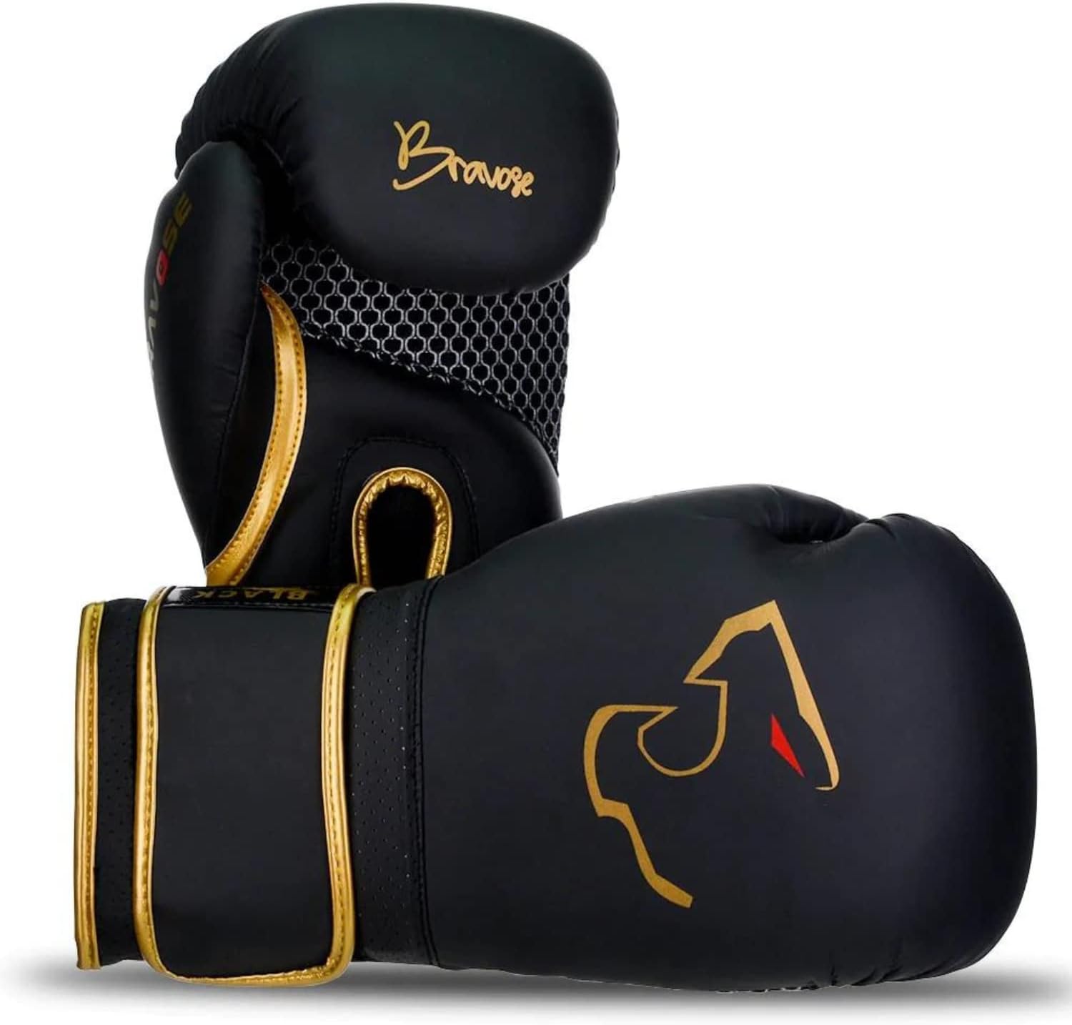 BRAVOSE Alpha Strap Boxing Gloves Mens, Women for Entry Level Boxers for Punching Bag Training & Sparring MMA Kick Boxing Muay Thai Made By Premium PU Leather Ventilated Palm