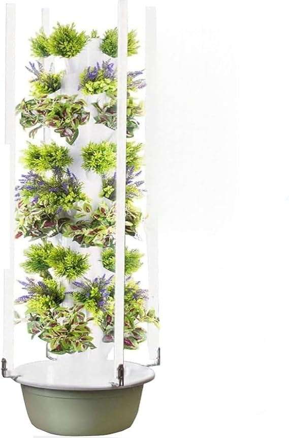Hydroponic Growing System Kit, Indoor Vertical Tower with LED Grow Lights, 7 Layers / 28 Pots for Herbs, Fruits, and Vegetables