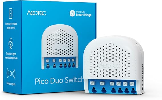 AEOTEC Pico Duo Switch, Zigbee 3.0, Smart UP Double Relay for Switching, 2 x 8 A, Current Measurement, Scene Control, Repeater, Hub Required, Works with SmartThings, Homey, Alexa, HA, Designed in