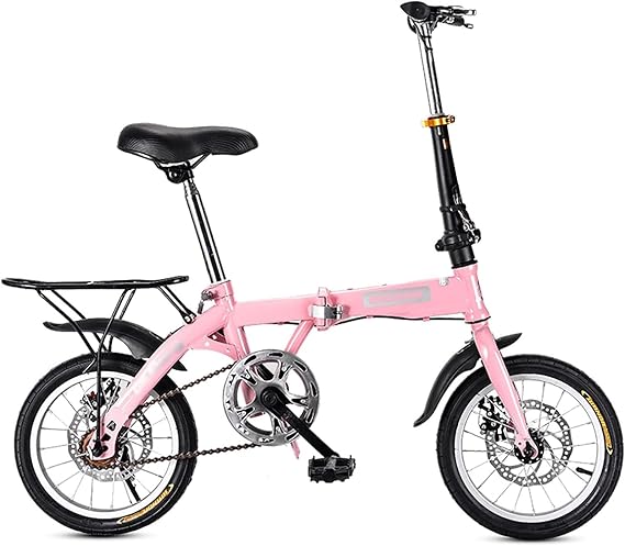 Mini Folding Bike, Lightweight Commuter Bicycle with Dual Disc Brakes and Rear Rack for Adults, Ideal for City Commuting