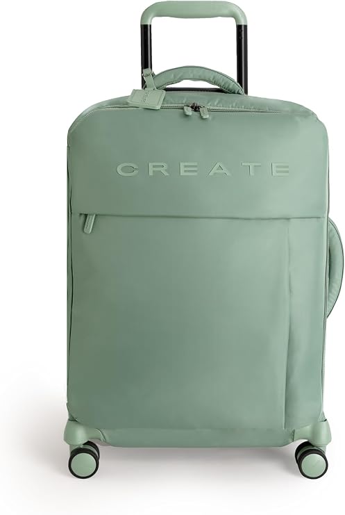 CREATE / Luggage Studio Soft/Suitcase Soft Polyester Sage Green / 39 x 20.5 x 56 cm / TSA Padlock, 4 Double Wheels, Organizer, Telescopic Handle, Waterproof Fabric, ID Tag