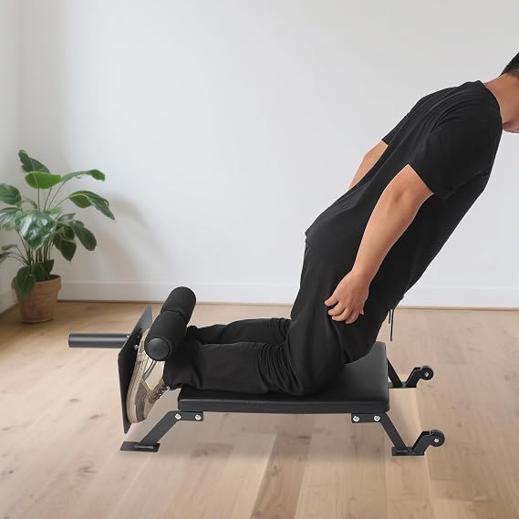 Curl Workout Bench Height Adjustable Leg Exercise Bench with Wheels bis 220 lbs, Multi-Functional Home Gym Hamstring Curl Machine and Glute Bench