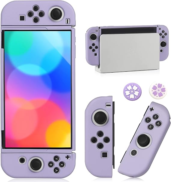 Nintendo Switch OLED Konsol Güncellenmiş Sürüm için Yerleştirilebilir Kılıf, 2 Parmak Kavrama Kapaklı Yumuşak TPU Koruyucu Kapak