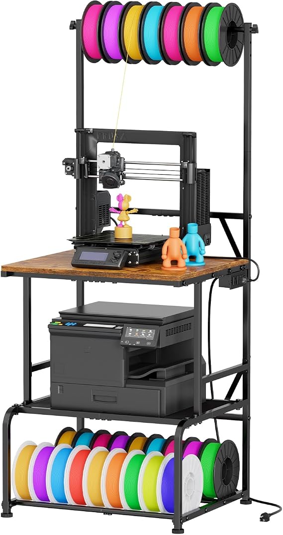 3dプリンタースタンド フィラメント収納付き 大型 3dプリンターテーブルフィラメントオーガナイザー 引き出し付き 高耐久 プリンターラックワークステーション 2プリンター、フィラメントスプール、ツール用