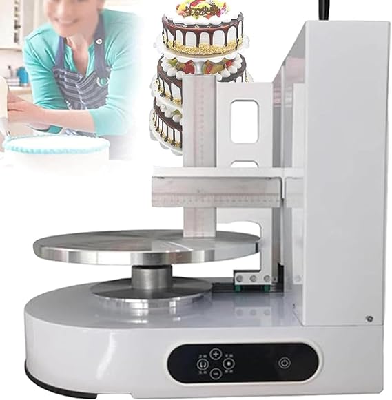 Automatic Cake Cream Spreading Machine, Electric Birthday Cake Cream Spreading Machine, Cake Coating Smoothing Machine for Making 4-12 Inch Cakes,White
