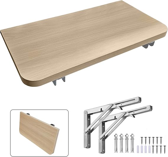 Foldable Wooden Floating Shelves for Wall Load Bearing Capacity 50kg Kitchen Living Room Bedroom Shower Room Study Office Wall Shelves