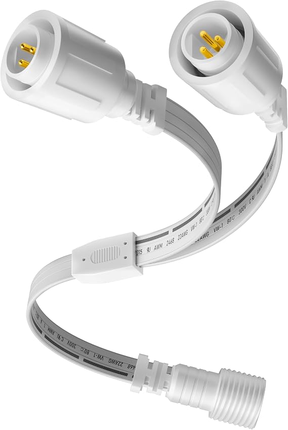 Y-Splitter for Eufy Permanent Outdoor Lights E22, IP68 Waterproof Y Connector 3 Pin Cable for Outdoor Landscape, Holiday Christmas Halloween Decoration, Lights Accessories, 1 Female to 2 Male