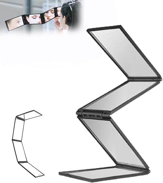 Nishomee Mirror, Multi-Angle Folding 4-Way Mirror for Self Hair Cutting 360° Viewing for Men & Women, Ideal for Hair Cutting, Braiding, Head Back View Styling (1 Piece)