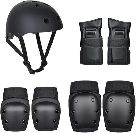 Protective Gear Set for Kids Adults Helmet Knee Pads Elbow Pads Wrist Guards Adjustable Scooter Skateboard Scooter Skating Cycling Safety Set (L)