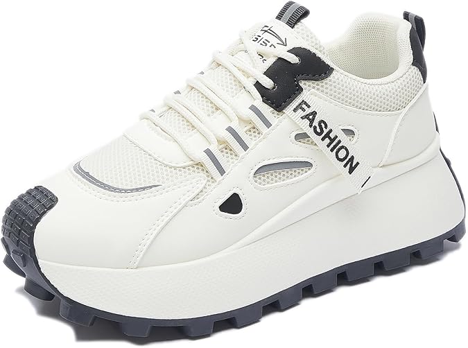 Womens Cute Chunky Platform Trainers Fashion Comfort Casual Cute Campus Lace Up Walking Tennis Running Shoes