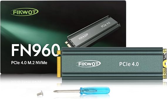 Fikwot M.2 SSD 2TB NVMe SSD M2 2280 PCIe Gen4 x4, Up to 5000MB/s Internal Solid State Drive with Heatsink for PS5 Desktops Laptops, Dynamic SLC Cache(FN960)