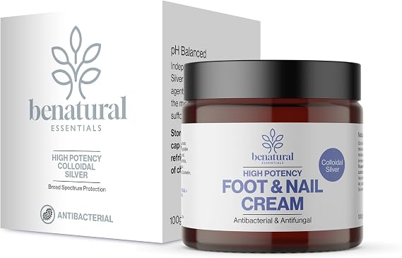 Colloidal Silver Foot & Nail Cream 100g | Hydrating & Conditioning Balm for Rough Skin & Nails | With Coconut Oil & Shea Butter | UK Made