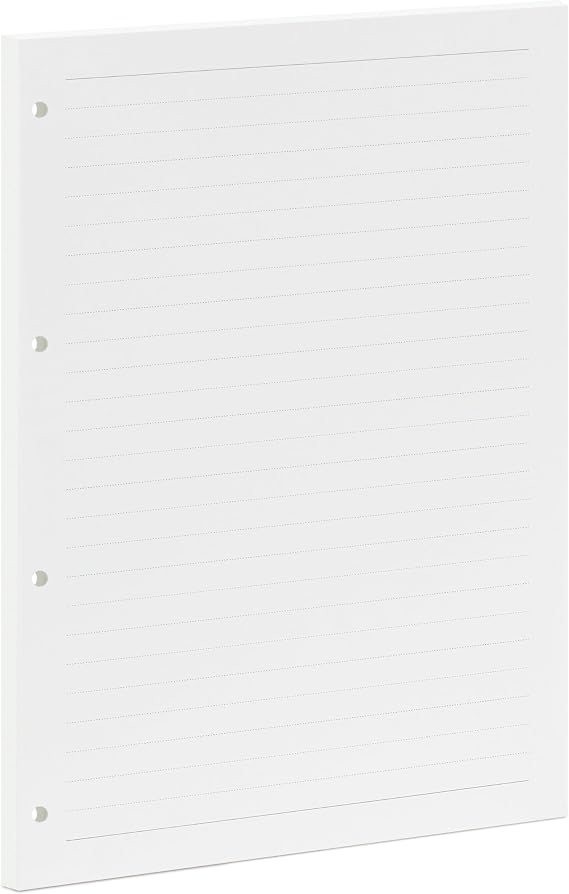 A4 Lined Refill Paper, 290x210mm, 4-Ring, 100GSM 10mm Wide Ruled, 45 Sheets