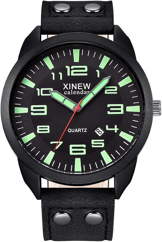 Men Watch for Father Days Easter Leather Analog Men's Watches Date Watch Casual Business Wrist Quartz Gifts Men's Watch Referee Dress