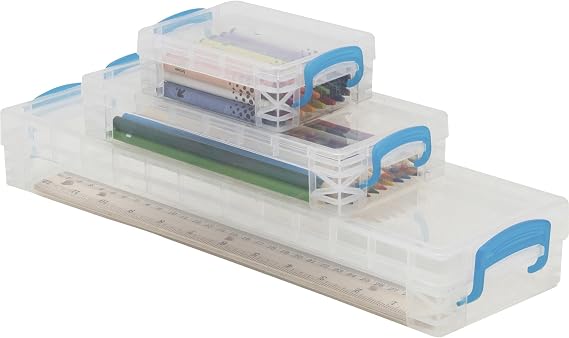 Advantus Super Stacker School Kit, Assorted Sizes, Clear, Set of 3