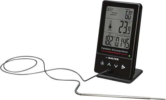 Salter Heston Blumenthal Precision 540A HBBKCR Premium 5-in-1 Digital Thermometer - Air Fryer Probe, Roasting, Deep Frying, Grilling, Dual Sensors Food/Oven Temp, Programmed, 0.1°C Accuracy, Black