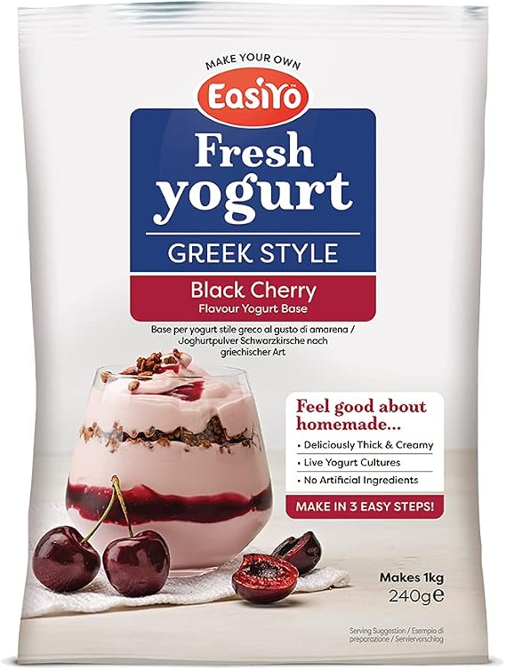 Easiyo Greek Style Black Cherry Flavoured Yogurt Sachet 240g Makes 1 Litre Home Made Yoghurt Homemade