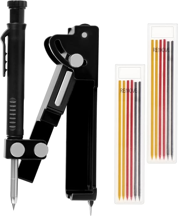Black Construction Scriber Marking Tool Multi-function Scribing Tool Construction Pencil, Scribe Gauge with Deep Hole Pencil Scriber Line Maker Measuring Tool