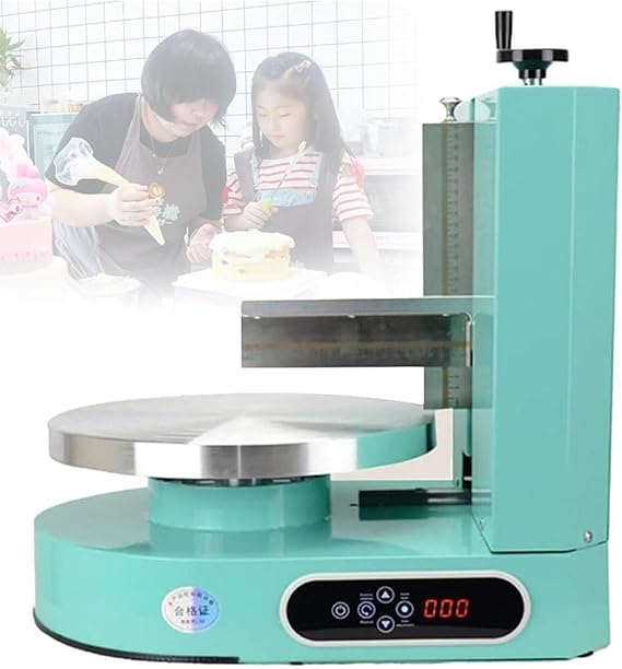Automatic Birthday Cake Smoothing Coating Machine, Adjustable Cake Scraper Icing Smoother Plastic Cake Cream Smoother Polisher Kitchen Baking Cake Edge Scraper Tool for Buttercream, Fondant ,Green