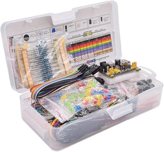 Electronics Component Starter Kit with 830 Tie Points Breadboard Cable Resistor Capacitor LED Potentiometer for Arduino R3 Complete Tools Improve Practical Innovation Ability