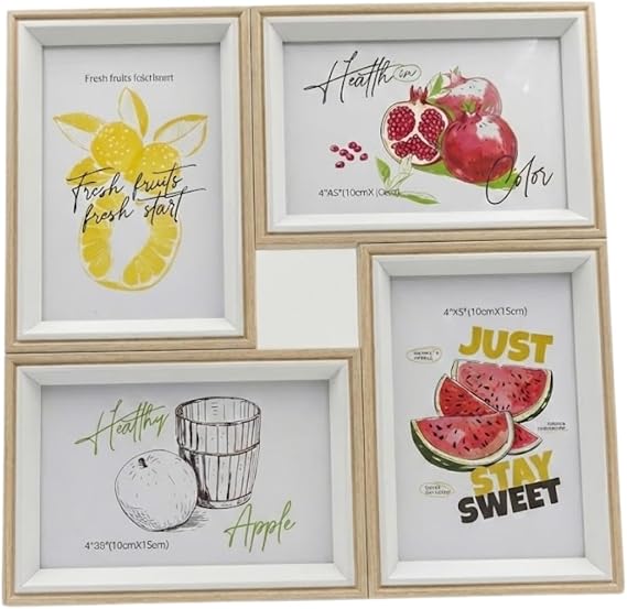 4'lü Modern Duvar Çerçeve Seti – 28.8 cm x 28.8 cm, 10x15 cm Fotoğraf Uyumlu, Dekoratif Şık Tasarım (bej)