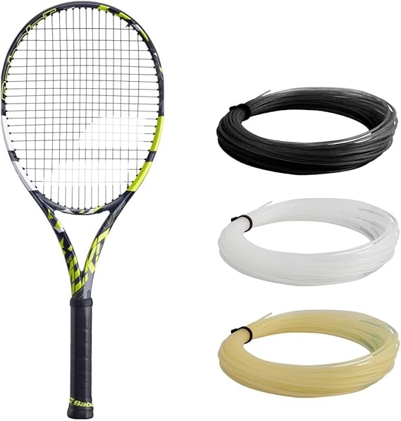 Babolat Pure Aero Tennis Racket (7th Gen) - 16g White Babolat Syn Gut Medium Tension Tennis Racket