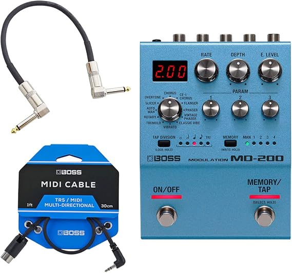 Boss MD-200 Modulation Pedal + BMIDI-1-35 MIDI-TRS Cable + Keepdrum Patch Cable