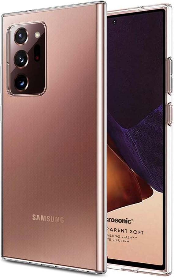 Microsonic Samsung Galaxy Note 20 Ultra için Kılıf Transparent Soft Beyaz [Galaxy Note 20 Ultra ile Uyumlu Kılıf - Şeffaf]