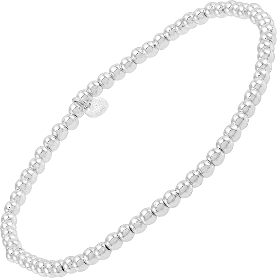 Silpada 'Quiet Glint' スターリングシルバー ヘマタイトストレッチブレスレット 7インチ 2.5mm