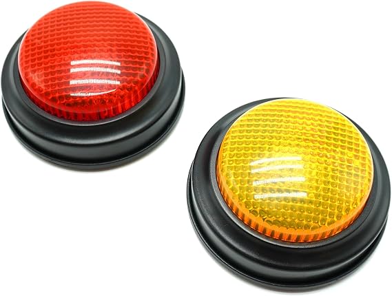 Gelabur 2-Pack Buzzers for Trivia Games, Answer Buzzers for Classroom, Family Feud Jeopardy Buzzer, Game Buzzers with Lights and Sound for Classroom