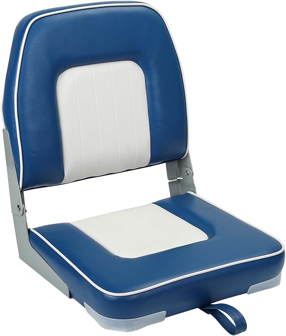 ERGOSEAT Classic Low Back Fishing Boat Seat with Backrest Folding Boat Chair Marine Bass Jon Boat Seats