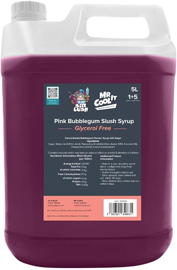 Mr Cool It Pink Bubblegum Slush Syrup 5L