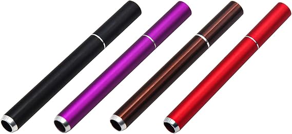 4 Pack Metal Snuff Straw Portable Mini Snorter Sniffer Pipe Snuff Tube Dispenser (Random Color)