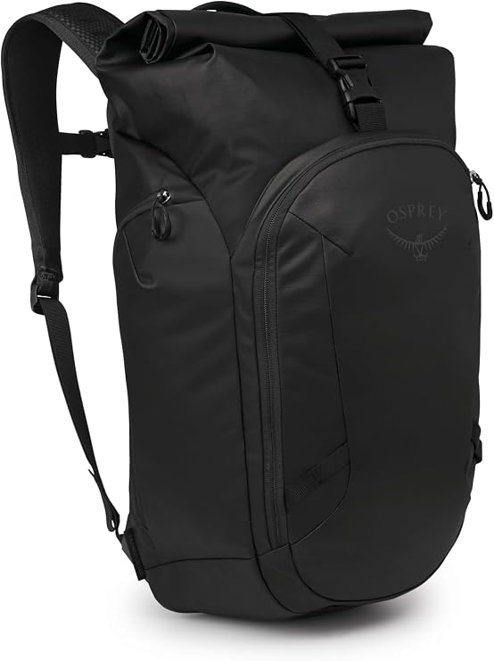Osprey Transporter Roll Top Commuter Backpack, Raven Black, Raven Black/Black, One Size, Backpack