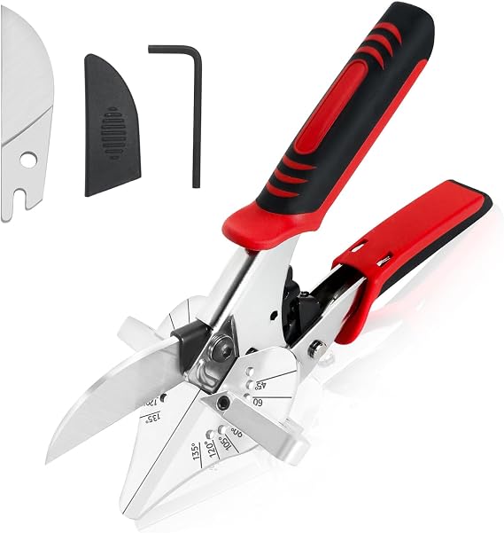 GARTOL Ratchet Miter Shears for Angular Cutting Molding Crafting, Shoe Molding & Quarter Round Cutting Tool Miter Cutter, Adjust at 45-135 Degree Multi-Angle Cutter Hand Tool for Soft Wood, PVC, MDF